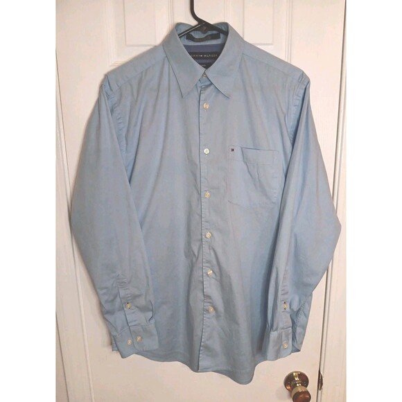 Mens Tommy Hilfiger Shirt Long Sleeve Button Down Light Blue Small - Picture 2 of 6